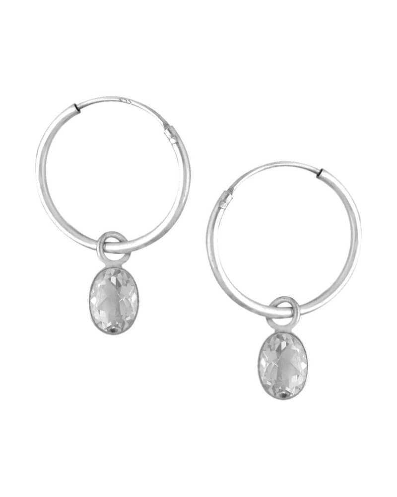 Brione April Birthstone Earrings Clear Quartz