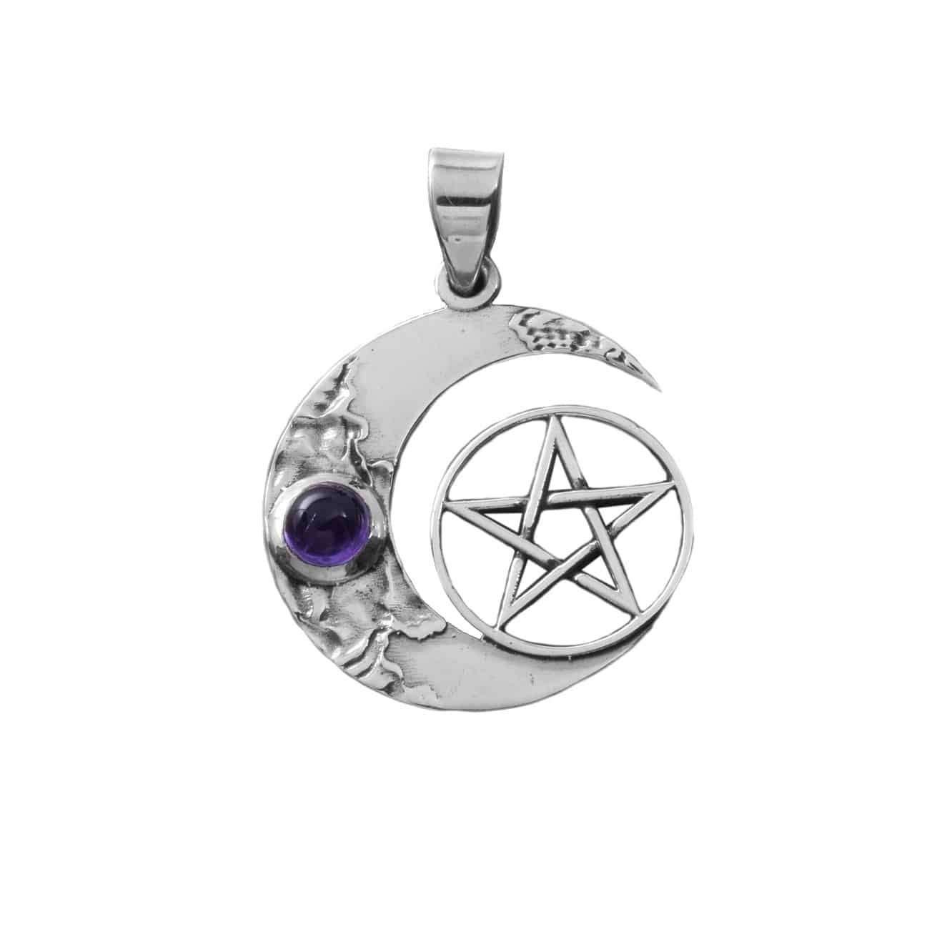 Onyx or Amethyst Pentagram Pentacle Sterling Silver Gemstone Pendant 