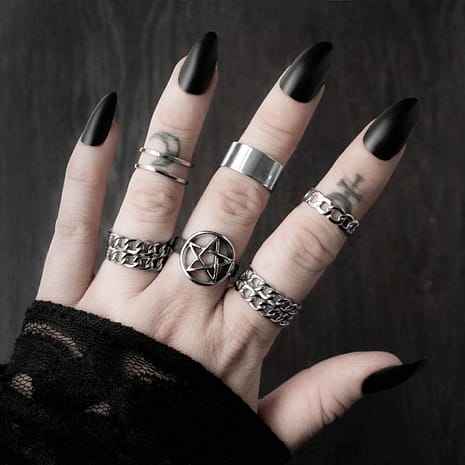 chain-pentagram-stainless-steel-rings-ring-set-hellaholics