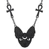 black spnyx cat necklace with two ankh crosses