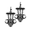 Gothic earrings decorated with small l black polished gems and detailed openwork ornaments.