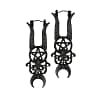 Witchy pitch black earrings with old-fashioned aged texture.