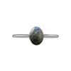 Smal oval Sterling Silver Labradorite ring in blue and green colours on white background, front view 2