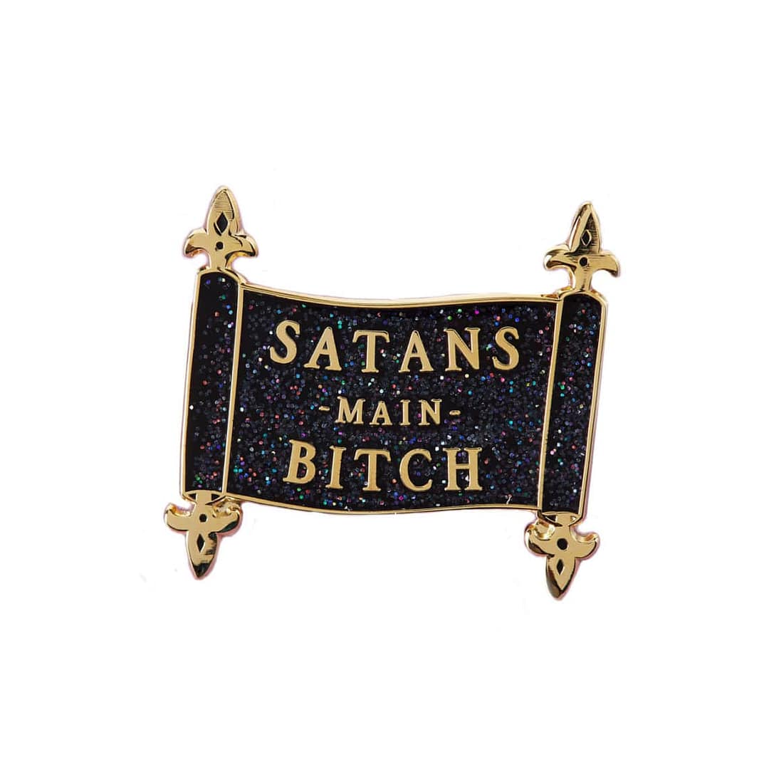 satans-main-bitch-glitter-sparkle-pin-punky-pins-hellaholics satans main bitch glitter pin