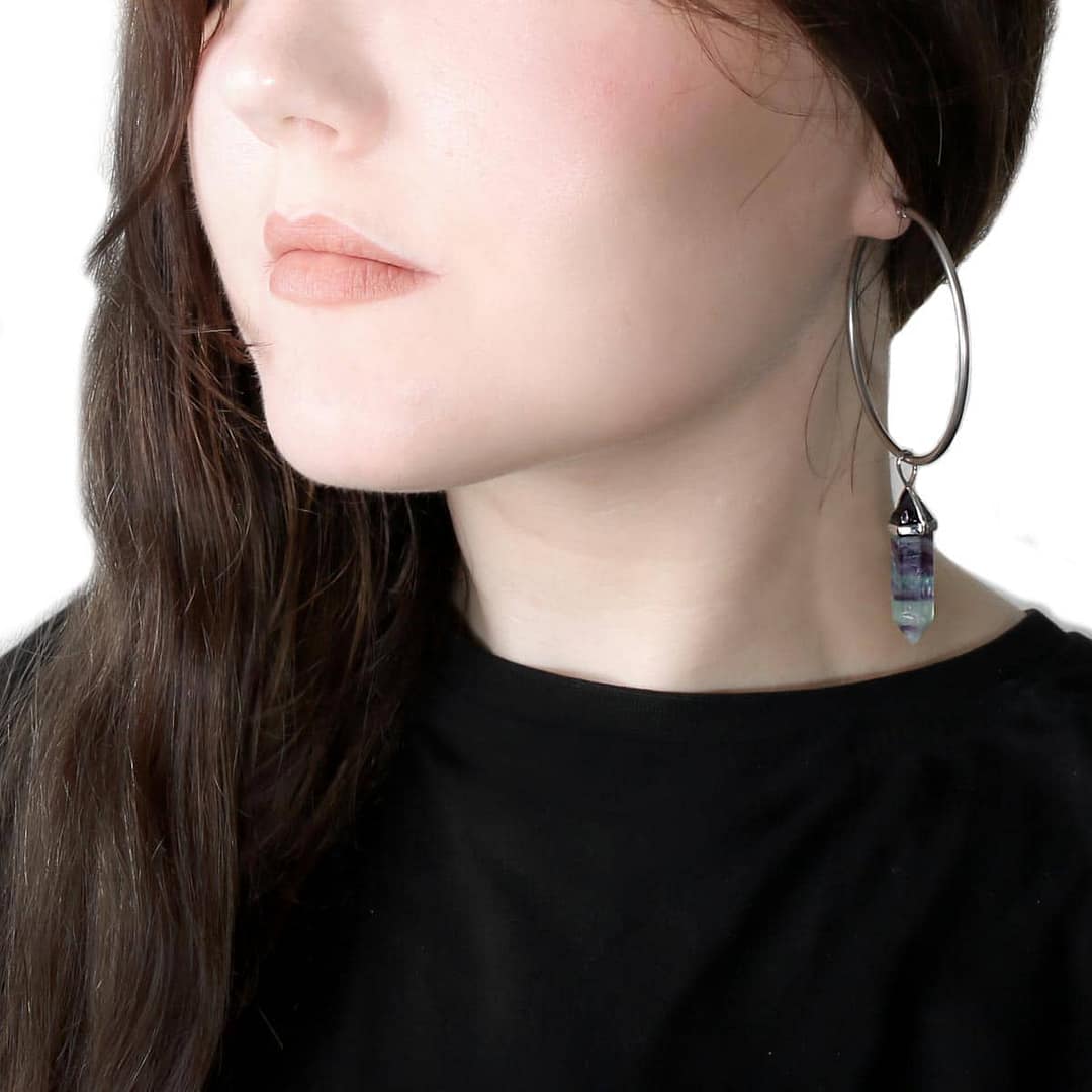 fluorite-stainless-steel-hoops-earrings-hellaholics fluorite-stainless-steel-hoops-earrings-hellaholics