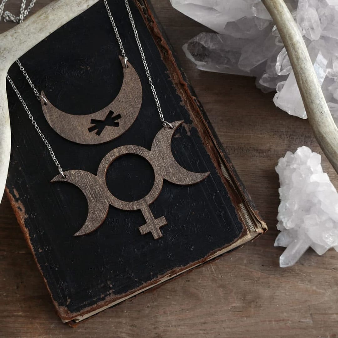 triple-moon-feminist-rune-wooden-necklace-hellaholics triple-moon-feminist-rune-wooden-necklace-hellaholics