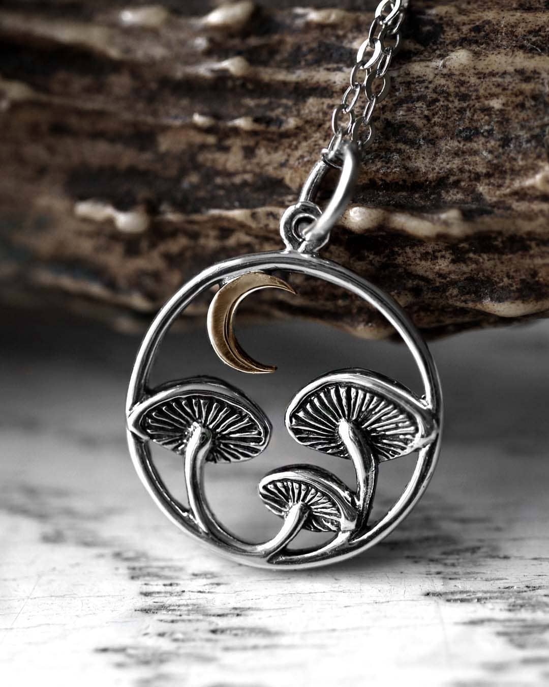 Silver Crescent Moon Pendant Mood Necklace