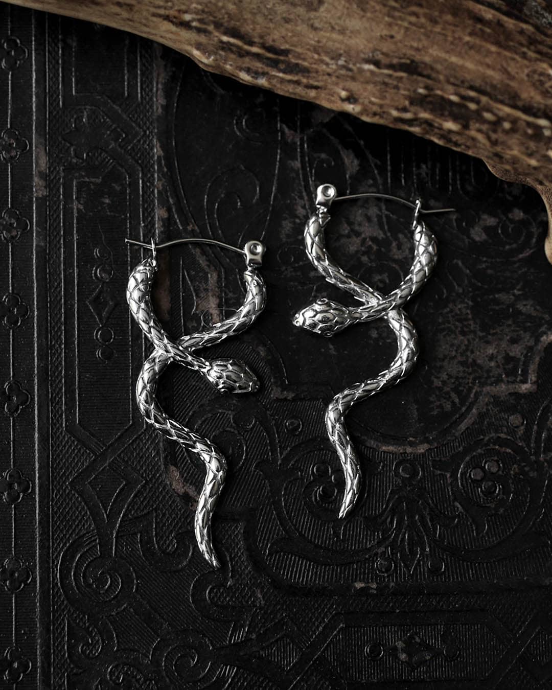 Viper stainless steel snake earrings