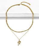 Serpentine Stainless Steel Double Gold Snake Necklace-2