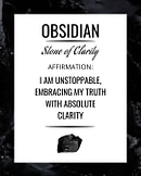 Obsidian Affirmation Card for Obsidian Crystals