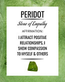 Peridot Affirmation Card for Peridot Crystals