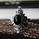 Ariana Silver Onyx Black Stone Ring