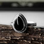Elara Black Teardrop Ring Onyx