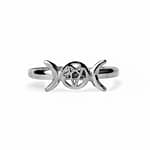 Triple Moon Pentagram Silver Ring