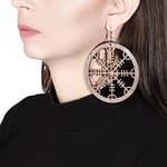 Helm of Awe Brown Wooden Earrings