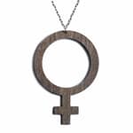 XL Feminist Brown Wooden Necklace