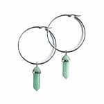 Aventurine Stainless Steel Hoops