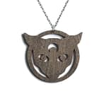 Black Magic Cat Wooden Necklace (Brown)