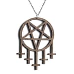 Cross Pentagram Brown Wooden Necklace