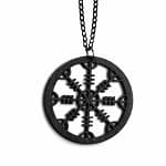 Black Wooden Helm of Awe Necklace