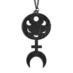 Pagan Priestess Black Wooden Necklace
