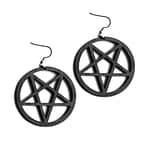 Black Wooden Pentagram Earrrings