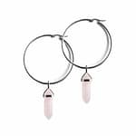 Rose Quartz Stainless Steel Hoops