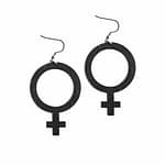 Feminist Black Wooden Earrings