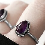 Elara Silver Amethyst Drop Ring