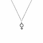Feminist Sign Silver Necklace