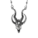 Silver Crescent Skull Necklace