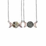 Triple Moon Mother Of Pearl Druzy Necklace