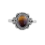 Aditi Tiger Eye Silver Ring