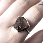 Raw Smoke Quartz Silver Ring