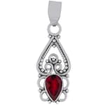 Gina Garnet Cut Stone Silver Pendant