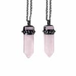 Zaria Rose Quartz Gunmetal Necklace