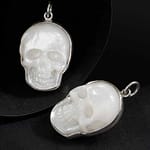 Mother Of Pearl Skull Silver Necklace