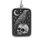 Ravens Skull Amulet Recycled Silver Necklace