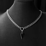 Black Obsidian Stainless Steel Pendulum Necklace