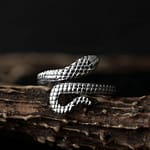 Slithering Serpent Adjustable Stainless Steel Snake Ring