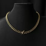 Chiara Stainless Steel Gold Chain T-bar Necklace