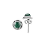 Raina Round Malachite Silver Stud Earrings