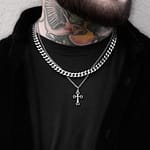 Double Layer Stainless Steel Gothic Cross Necklace For Him