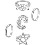 Witchy Woman Stainless Pentagram Ring Set