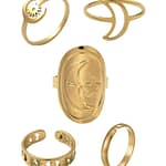 Celestial Stainless Steel Gold Ring Set