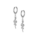 Night Serpent Stainless Steel Snake Hoop Earrings