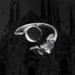 Adjustable Bat Halloween Ring Silver
