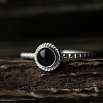 Asteria Silver Onyx Stacking Ring