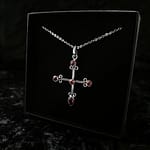 Giselle Garnet Gothic Cross Necklace