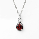 Indra Garnet Crystal Sterling Silver Necklace